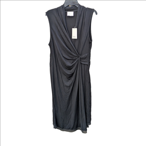 Elie Tahari Black Draped Wrap Midi Dress